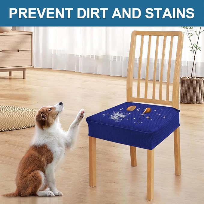 Smiry Waterproof Seat Covers for Dining Room Chairs Set of 4, Stretch Jacquard - Image 6