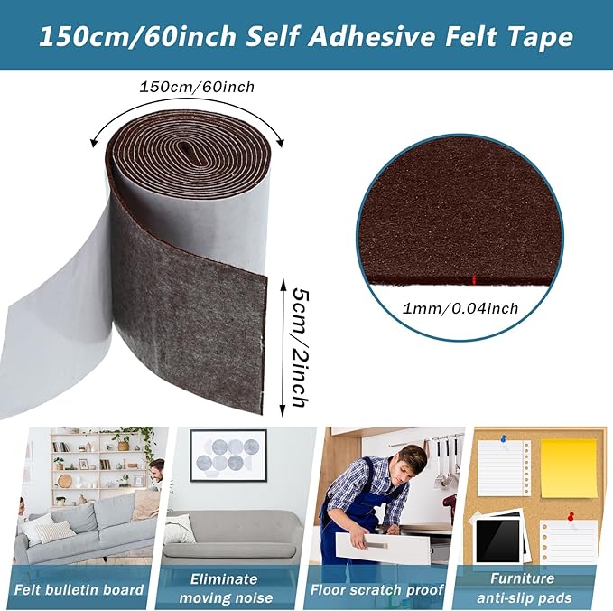 Shappy 2 Packs 120 x 2 x 0.04 Inch Felt Strips - Image 2