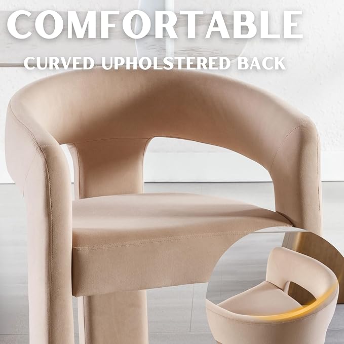 RIVOVA Modern Barrel Dining Chairs Set of 4, Velvet Upholstered Accent Side - Image 4