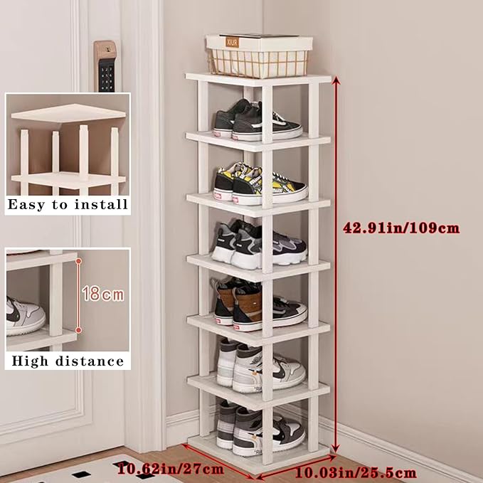 SAN HE 7-Tier Modern Bamboo Shoe Rack - Image 2