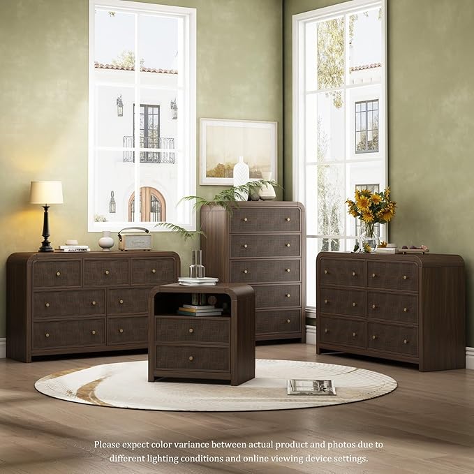 Oak&Sparrow Rattan Nightstand Set of 2, 23.6'' Rattan End Table - Image 3
