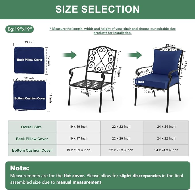 Summsun Outdoor Chair Cushions, Waterproof Backrest and Deep Seat Cushion Set - Image 7