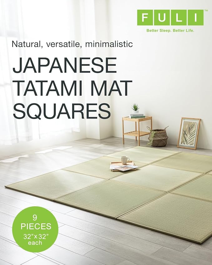 FULI Japanese Square Tatami Rug, Lightweight Igusa Mat, Made in Japan - Image 2
