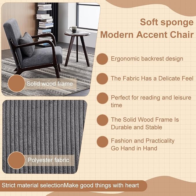 Mid-Century Modern Accent Chair and Coffee Table Set, Vintage Leisure Chair - Image 6