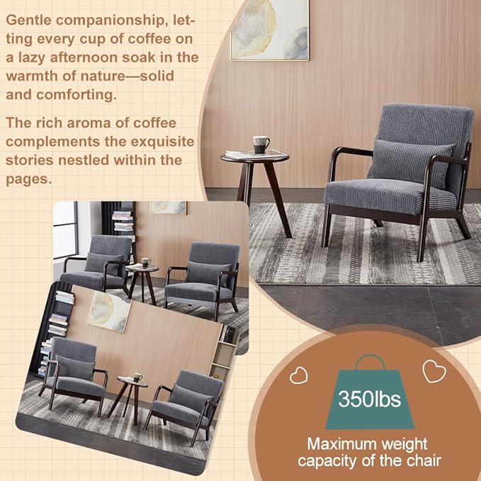 Mid-Century Modern Accent Chair and Coffee Table Set, Vintage Leisure Chair - Image 4