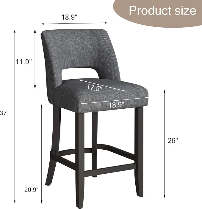 VKNOW Bar Stools Set of 6, Modern Counter Stools - Image 2