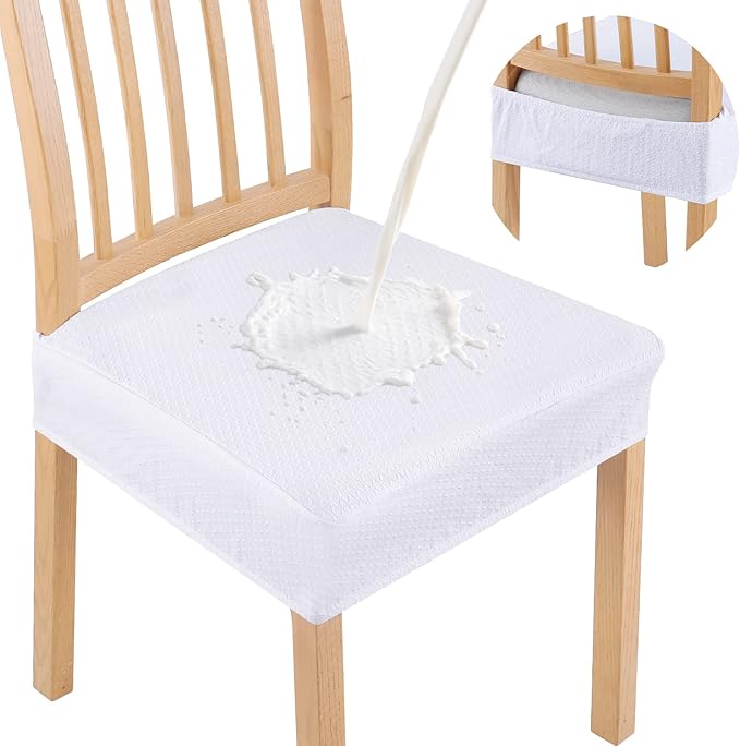 Smiry Waterproof Seat Covers for Dining Room Chairs Set of 6, Stretch Jacquard by Smiry
