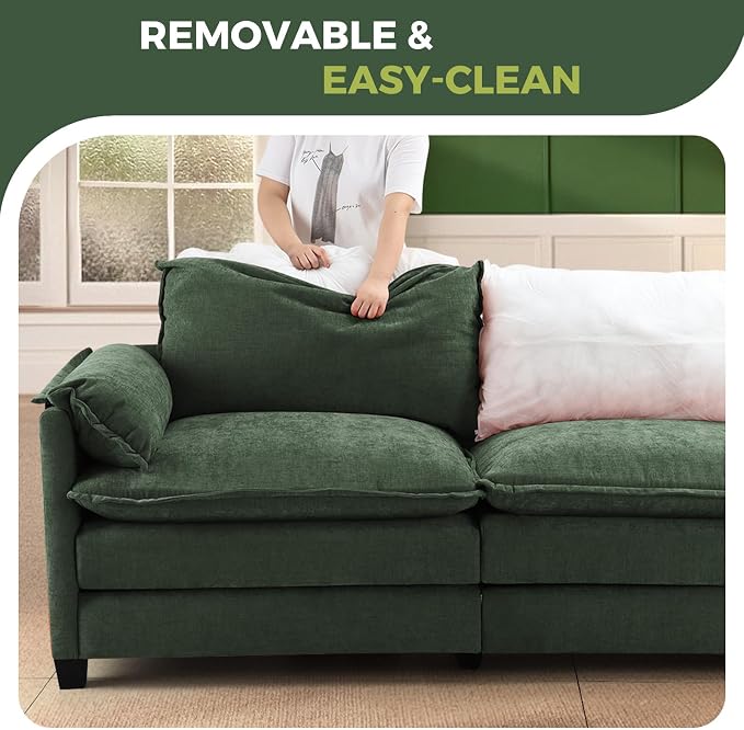 ELUCHANG 153" U Shaped Modular Sectional Cloud Couch - Image 7