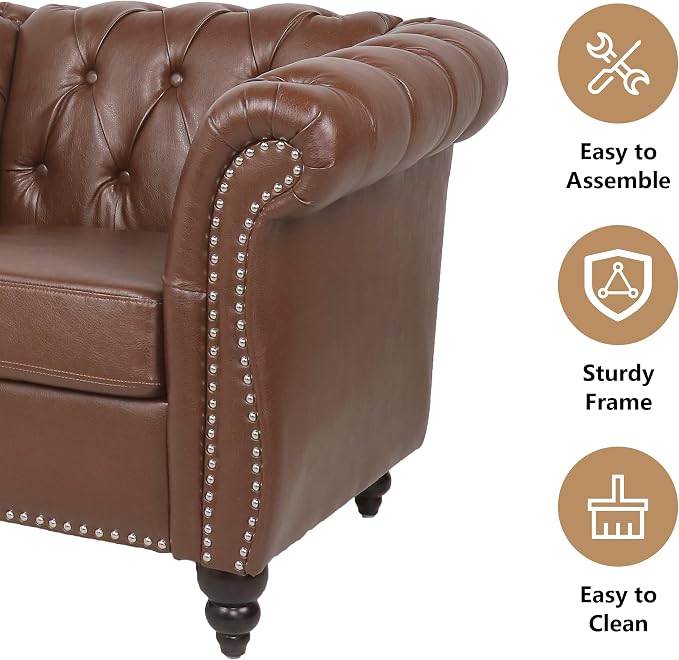 QHITTY 2 Piece Living Room Set, Sectional Chesterfield Sofa Chair Contemporary - Image 6