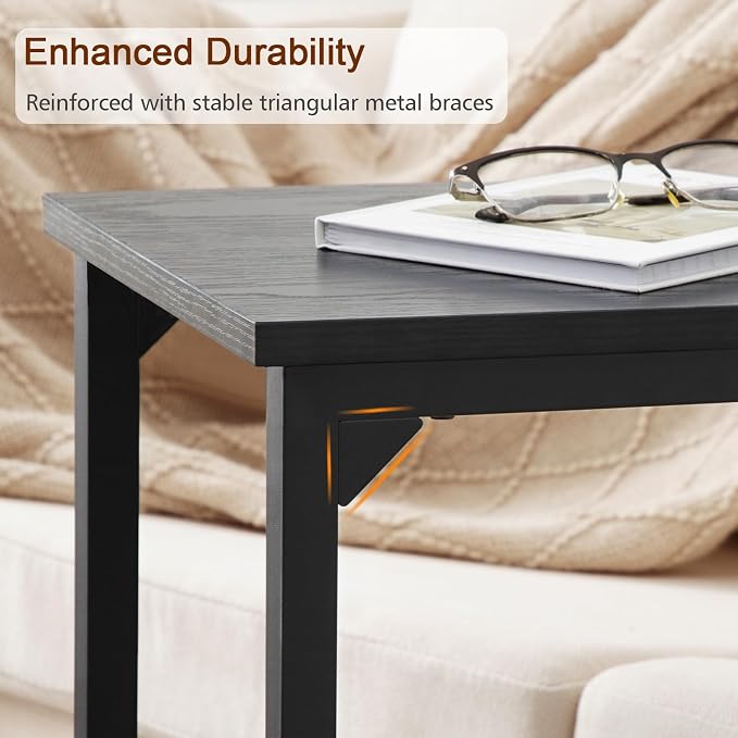 AMHANCIBLE C Shaped End Table, Couch Tables that Slide Under, TV Tray Snack - Image 8