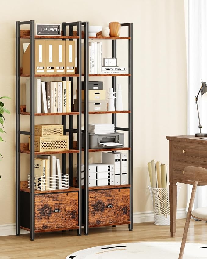 Furologee Book Shelf Set of 2, 6 Tier Tall Shelf - Image 6