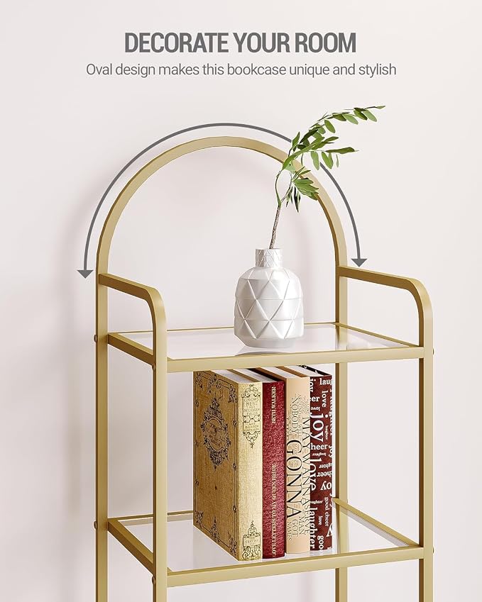 Hzuaneri Bookcase Bookshelf, Tempered Glass Bookshelves, Slim Shelving Unit - Image 6