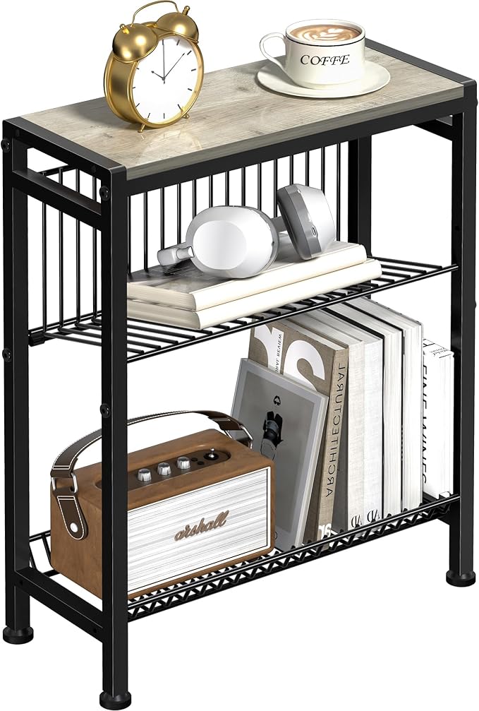 Narrow Side Table for Small Space, 3-Tier End Table by HOME