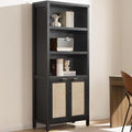 SICOTAS Bookcase 71" Tall Bookshelf 5 Tier Rattan Boho Bookcase by SICOTAS