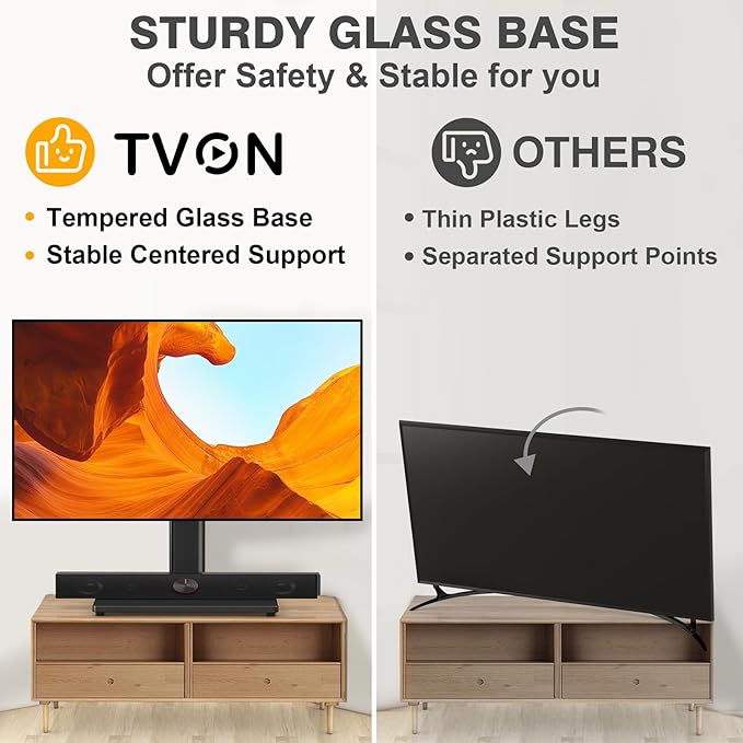 TVON Universal TV Stand Base, Swivel Table Top TV Stand - Image 6