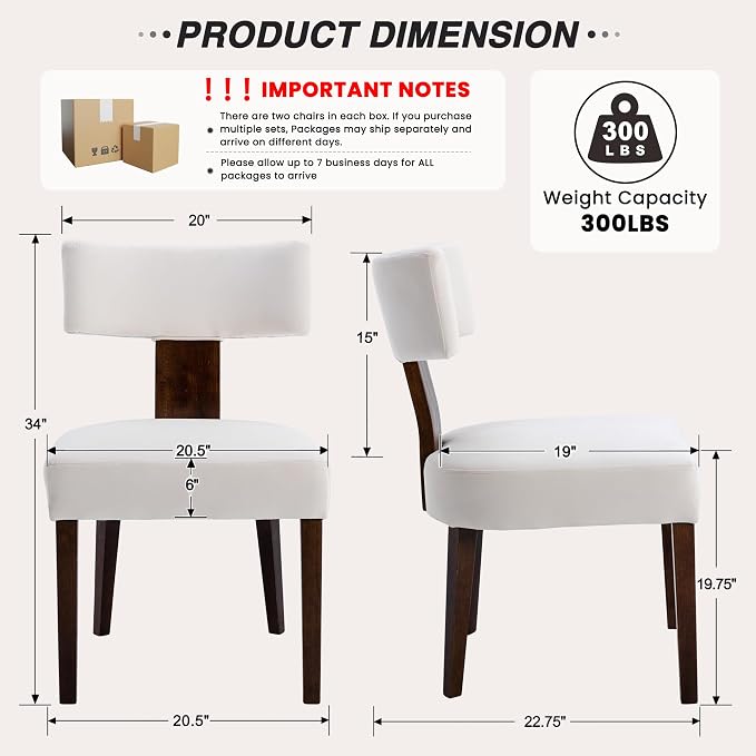 Mid Century Modern Dining Chairs, Farmhouse Velvet Upholstered Accent Chair - Image 2