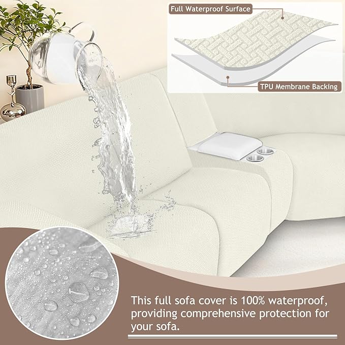 ALIECOM 100% Waterproof Recliner Sectional Couch Covers L Shape Stretch Corner - Image 4