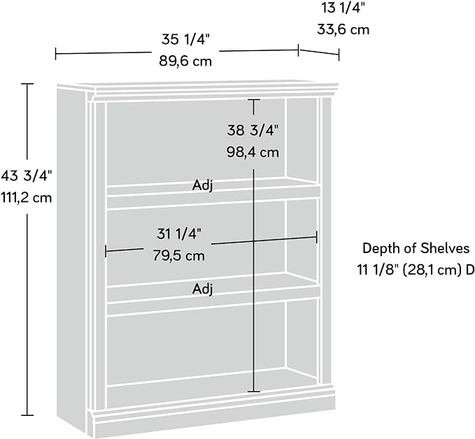 Sauder Miscellaneous Storage 3-Shelf Bookcase/ Book shelf, Washington Cherry - Image 3