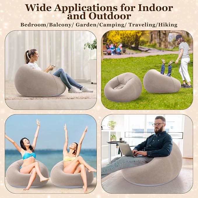 Realspring Inflatable Bean Bag Chairs Outdoor Blow up Camping Chairs Inflatable - Image 3