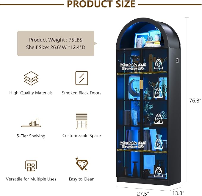 FREDEES Arched Display Cabinet - Image 2