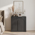 BELLEZE 2 Tier Bookshelf with Arched Wood Door, Modern Display Bookcase Shelf by BELLEZE
