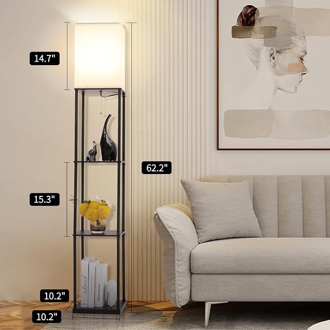 Gupuzm Floor Lamp with Shelves, with Modern Square Standing Lamp with Smart APP - Image 4