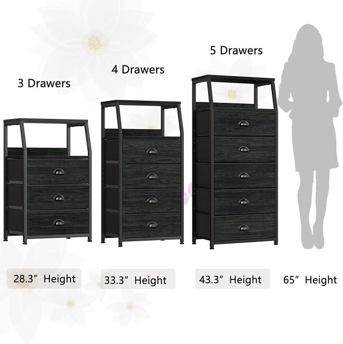 Furnulem Black Night Stand, Small Dresser - Image 7