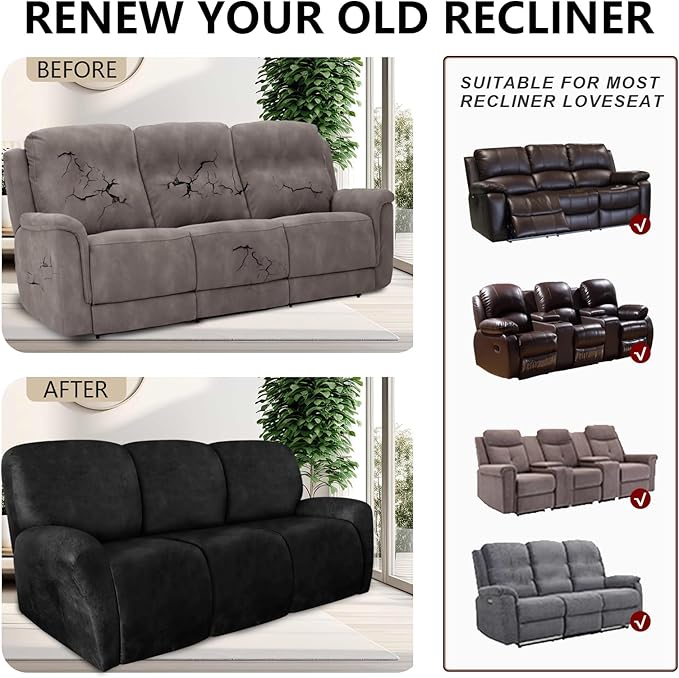 ANARACHON Recliner Couch Cover Leather Look Recliner Sofa Covers - Image 6