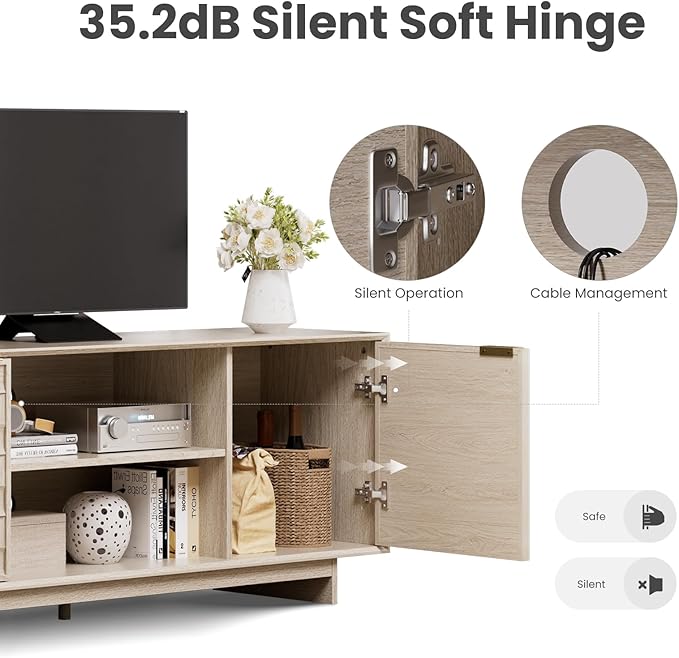 COLAMY TV Stand with Two Doors, Entertainment Center 59" with Adjustable - Image 5