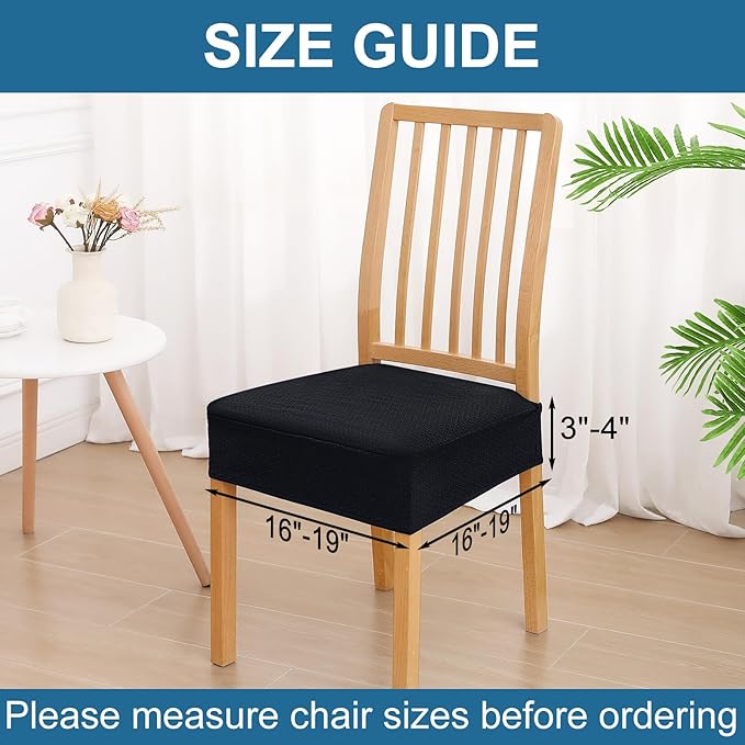 Smiry Waterproof Seat Covers for Dining Room Chairs Set of 4, Stretch Jacquard - Image 2