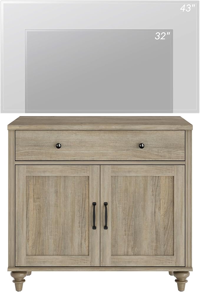 WAMPAT Farmhouse TV Stand for TVs Up to 43 inch, Wood Universal TV Stand - Image 3