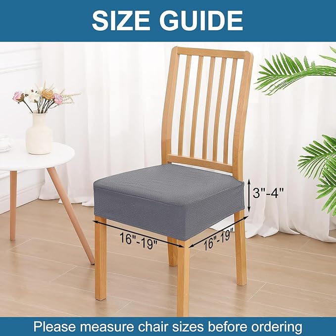 Smiry Waterproof Seat Covers for Dining Room Chairs Set of 6, Stretch Jacquard - Image 2