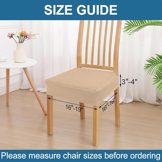 Smiry Waterproof Seat Covers for Dining Room Chairs Set of 6, Stretch Jacquard - Image 2