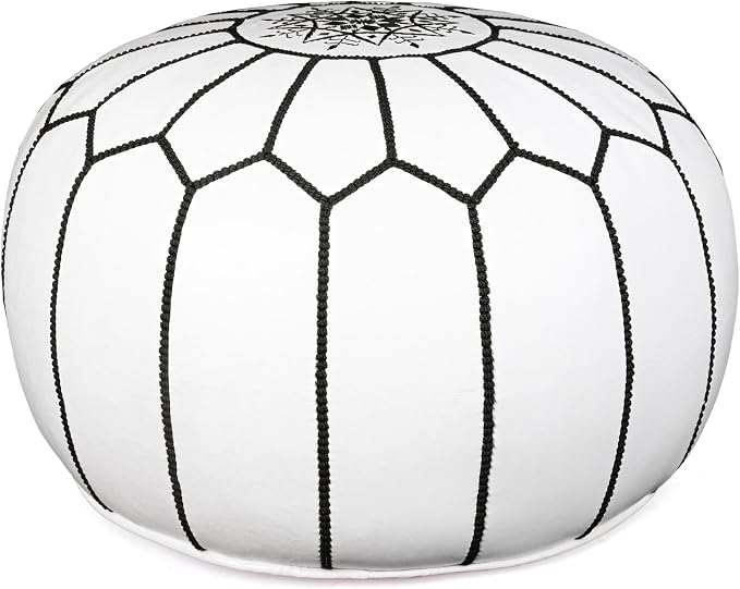 Marrakesh Gallery Genuine Leather Round Pouf Unstuffed by MarrakeshGallery