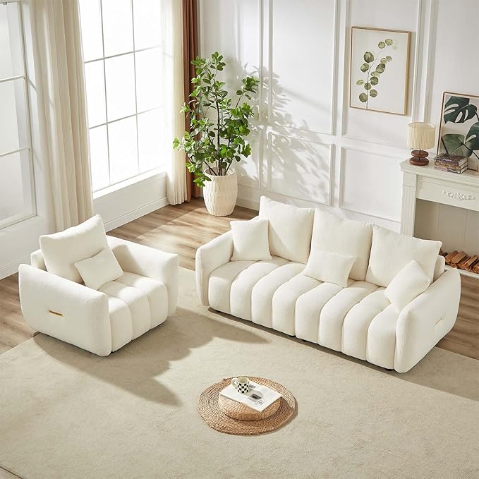 Antetek Teddy Sofa Set for Living Room, Modern Deep Seat Sofa Chair and by Antetek