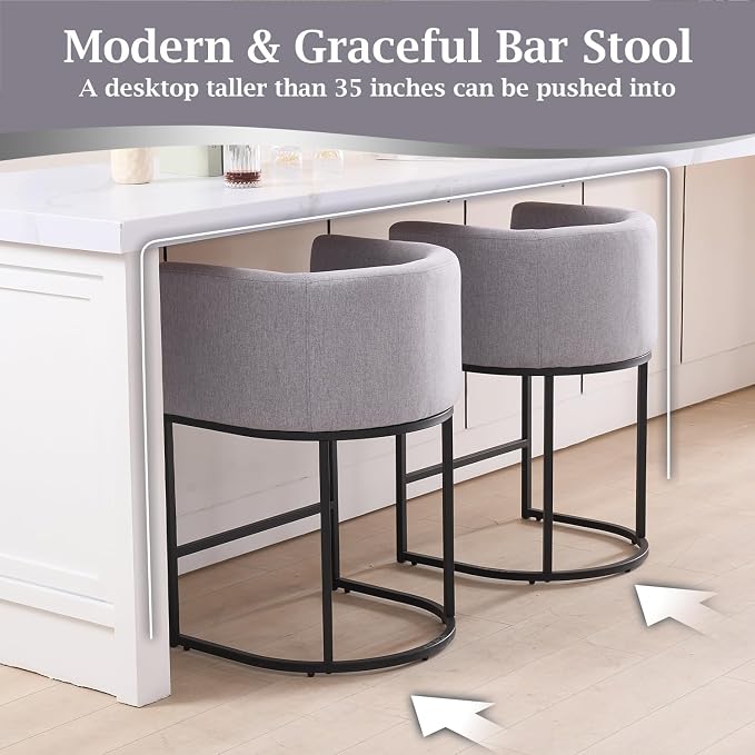 ClinQ 26" H Counter Height Bar Stools Set of 3, Modern Barrel Counter Stools - Image 4