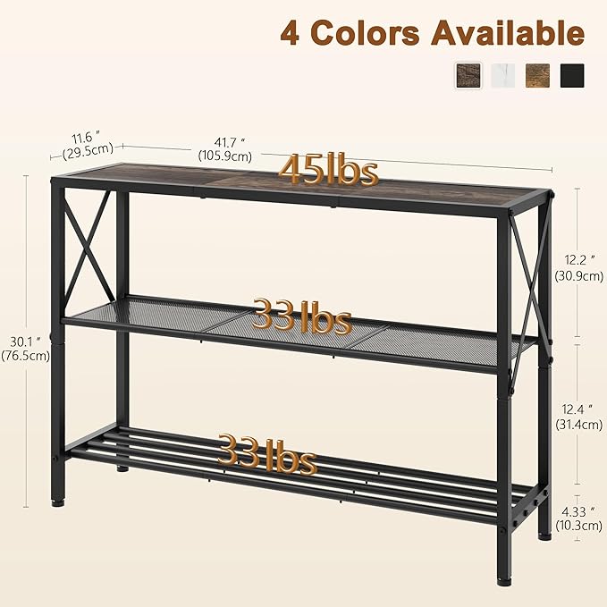 Hoctieon Industrial Console Table, 3 Tier Entryway Table, Hallway Table - Image 2
