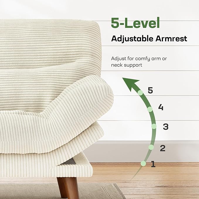 Marsail 66" Futon Sofa Bed, Convertible Corduroy Futon Couch - Image 6