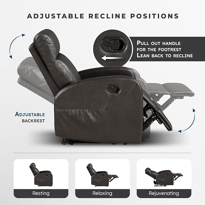 Lexicon Manual Reclining Loveseat, Faux Leather Loveseat Recliner, Wall Hugger - Image 4
