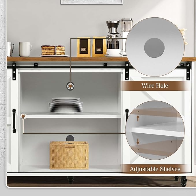 4ever2buy Farmhouse Coffee Bar Cabinet - Image 3
