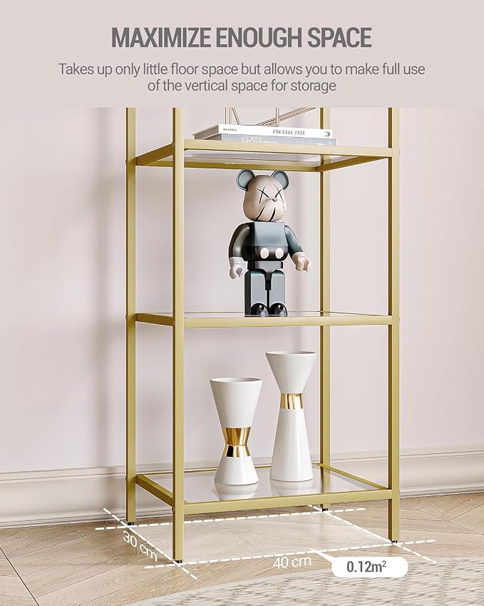 Hzuaneri Bookcase Bookshelf, Tempered Glass Bookshelves, Slim Shelving Unit - Image 5