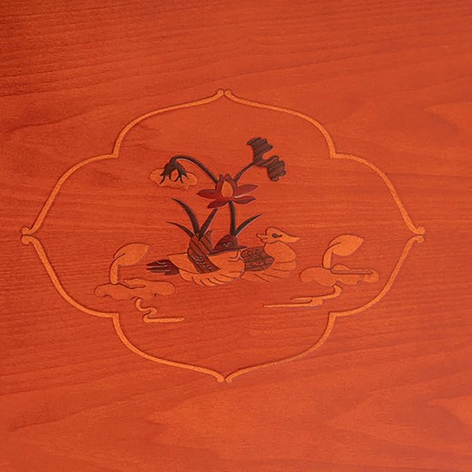 Folding Table Low Wooden Dining Table, Hand-Painted Korean Tatami Tea Room Table - Image 5