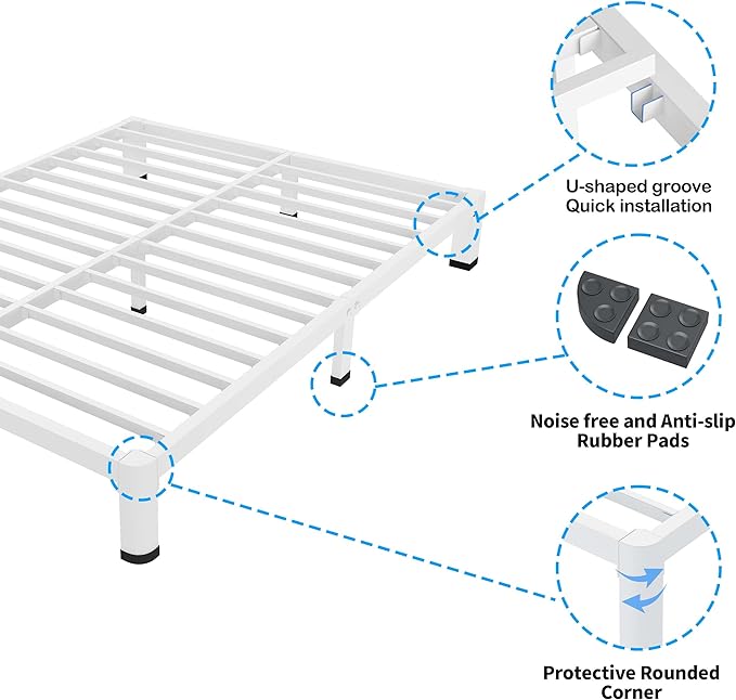ROIL 4 Inch White Twin Bed Frame - Image 5