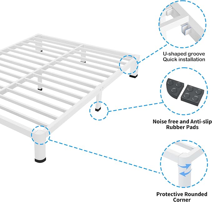 ROIL 7 Inch White Twin Bed Frame - Image 5