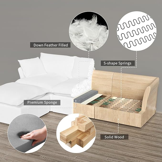 Waterproof Cloud Couch, 6 Seat U Shape Stain Resistant Modular Sectional Sofa - Image 4