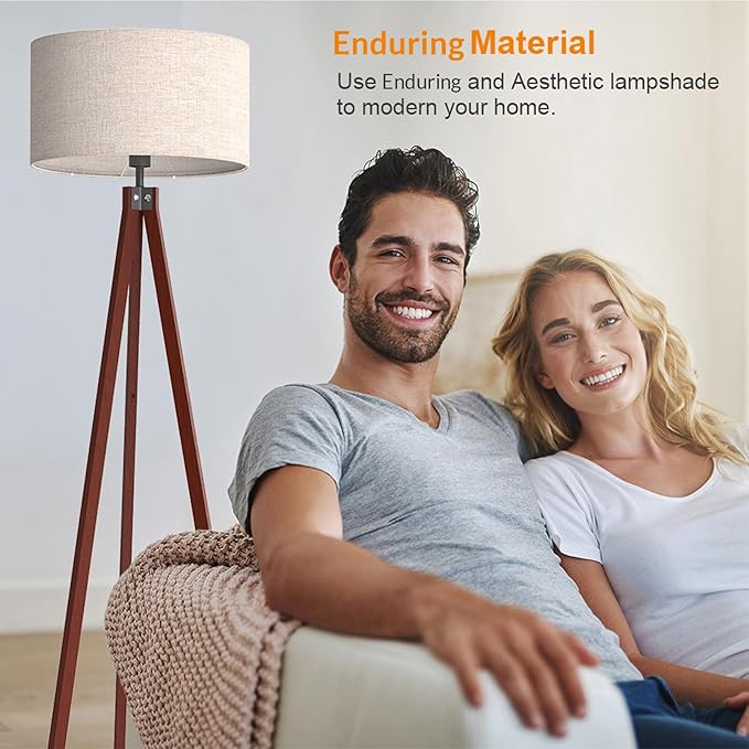 LEPOWER Wood Tripod Floor Lamp, Mid Century Standing Lamp, Modern Design - Image 5