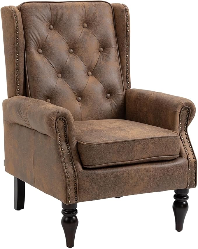 Mid-Century High Wingback Chair Set of 2, Microsuede Accent Chair Armchair - Image 7