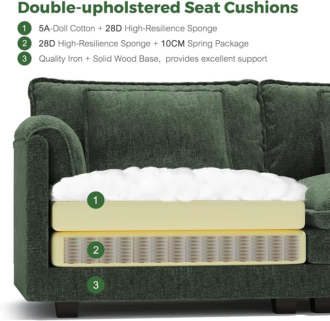 ELUCHANG 116" Luxury Modular Sectional Sofa, Comfy Deep Seat Cloud Couch - Image 5