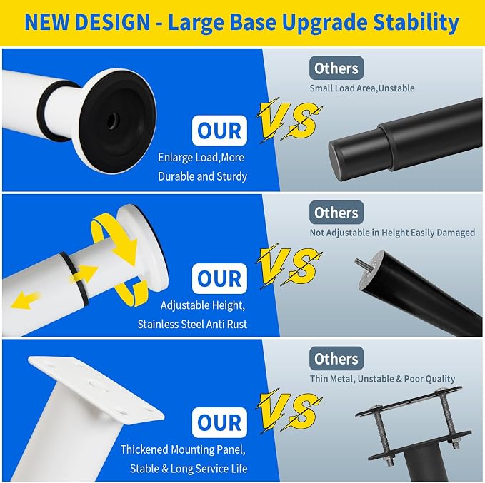 6 Pcs Adjustable Height Furniture Support Legs 3.15-4.72 inch, Metal Heavy Duty - Image 3
