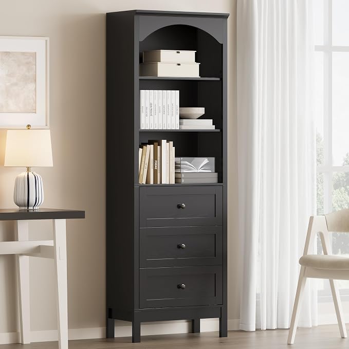 Bookshelf with Drawers, Floor Standing Display Storage Cabinet by JMHDYG
